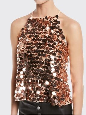 Ramy Brook NWT Staci Sequined Halter Top in Blush size Small (S)